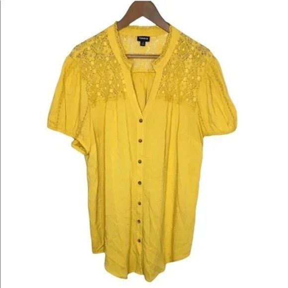Torrid Lace Inset Blouse - Picture 2 of 9